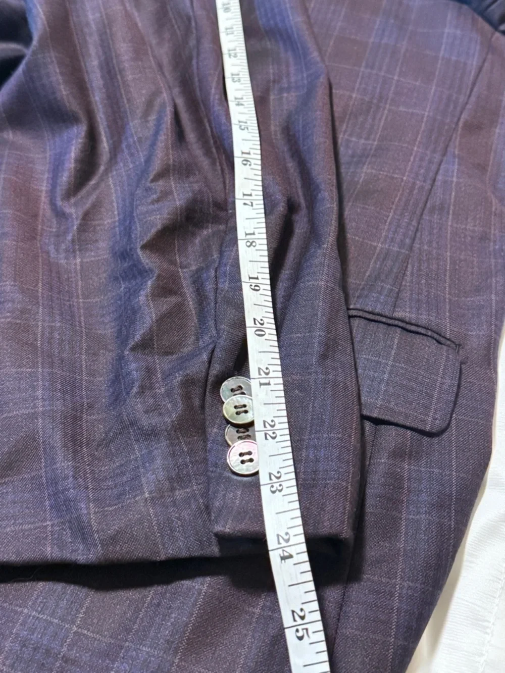 Byron British Style Wool Sport Coat 42R Plaid Blazer Italy Fabric Blue Purple